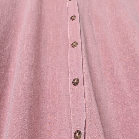 Stradivarius, Linen-like Blush Pink Roll-up Sleeve Blouse, Size L - Picture 5 of 14